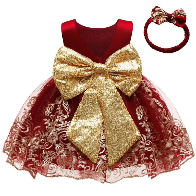 Sommerliches Prinzessinnenkleid für Mädchen – Ärmellos mit Rückenschleife & Pailletten – Festliches Kleid für Hochzeit, Party & Geburtstag