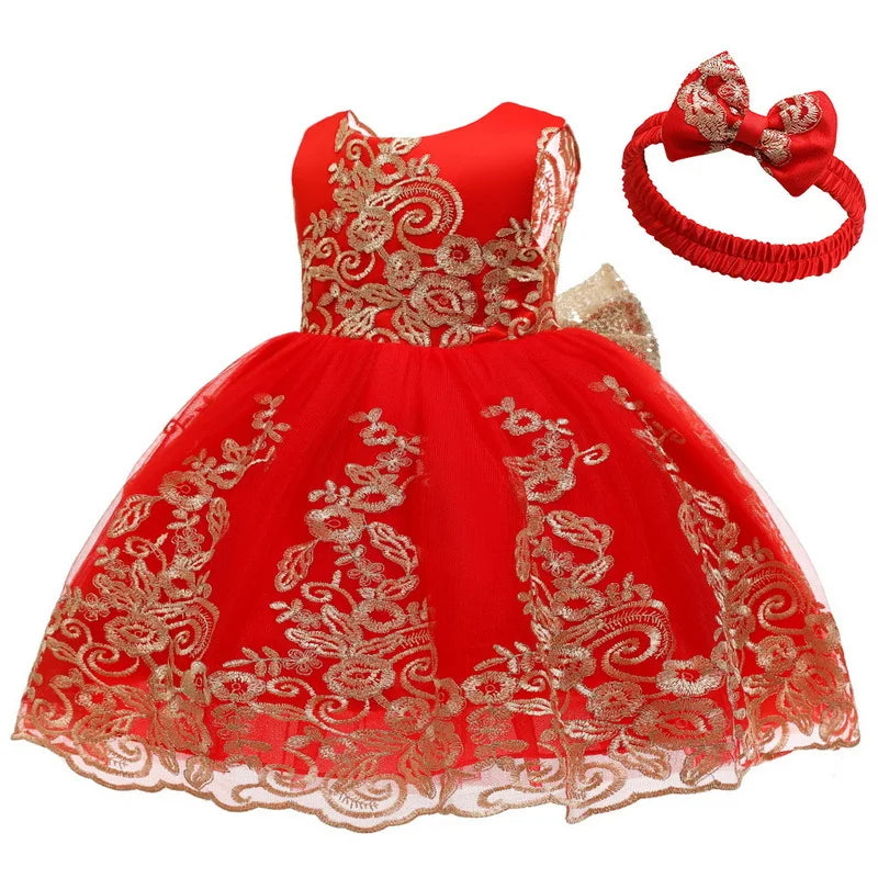 Sommerliches Prinzessinnenkleid für Mädchen – Ärmellos mit Rückenschleife & Pailletten – Festliches Kleid für Hochzeit, Party & Geburtstag