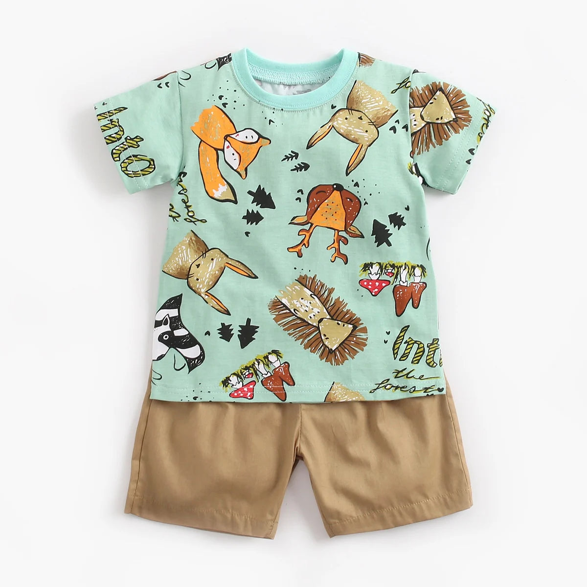 Sommer-Babyset für Jungen – 2-teiliges Baumwoll-Outfit mit Kurzarmshirt & Shorts im Cartoon-Stil (0–12 Monate)