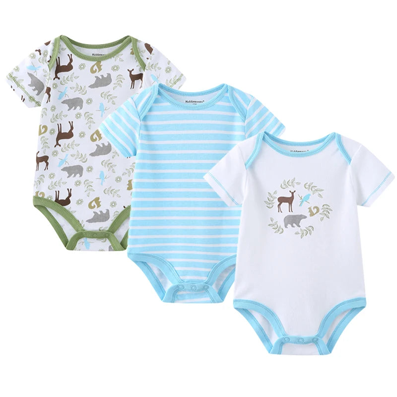 3-teiliges Baby-Set aus Baumwolle – Sommer-Body mit kurzen Ärmeln für Jungen & Mädchen (0–12 Monate)