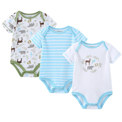 3-teiliges Baby-Set aus Baumwolle – Sommer-Body mit kurzen Ärmeln für Jungen & Mädchen (0–12 Monate)