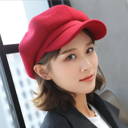 Damen & Herren Herbst/Winter Schirmmütze – Schlichte Octagonal Newsboy Cap aus Baumwolle | Klassische Maler-Baskenmütze