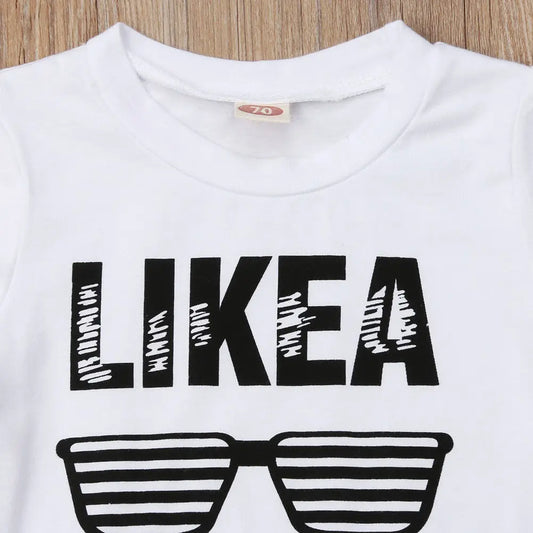 Sommer Baby Jungen 2-teiliges Outfit – Kurzarm-T-Shirt mit Buchstaben-Print + Shorts – Bequemes Freizeitset für Kleinkinder (0–3 Jahre)