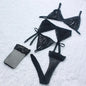 Verführerisches 4-teiliges Dessous-Set für Damen – Push-Up BH, Tanga, Strapse & Spitzen-Sling – Sexy & transparent