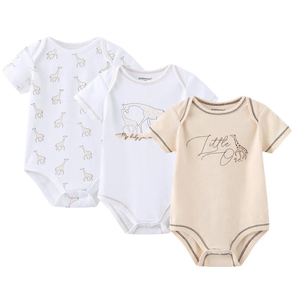 3-teiliges Baby-Set aus Baumwolle – Sommer-Body mit kurzen Ärmeln für Jungen & Mädchen (0–12 Monate)