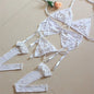 Verführerisches 4-teiliges Dessous-Set für Damen – Push-Up BH, Tanga, Strapse & Spitzen-Sling – Sexy & transparent