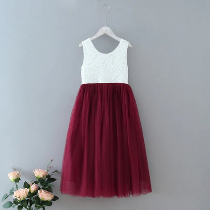 Sommerliches Prinzessinnenkleid für Mädchen – Ärmellos mit Rückenschleife & Pailletten – Festliches Kleid für Hochzeit, Party & Geburtstag
