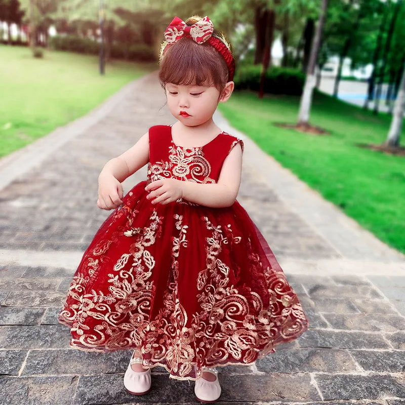Sommerliches Prinzessinnenkleid für Mädchen – Ärmellos mit Rückenschleife & Pailletten – Festliches Kleid für Hochzeit, Party & Geburtstag