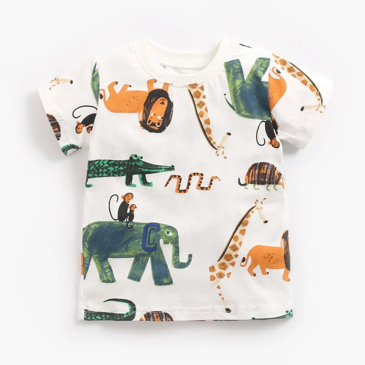 Sommer-Babyset für Jungen – 2-teiliges Baumwoll-Outfit mit Kurzarmshirt & Shorts im Cartoon-Stil (0–12 Monate)