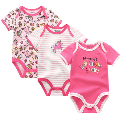 3-teiliges Baby-Set aus Baumwolle – Sommer-Body mit kurzen Ärmeln für Jungen & Mädchen (0–12 Monate)