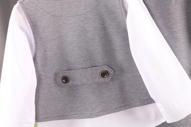 Elegantes Baby-Jungen Outfit – 3-teiliges Gentleman-Set mit Hemd, Weste & Krawatte – Perfekt für Feste & Auftritte (1–4 Jahre)