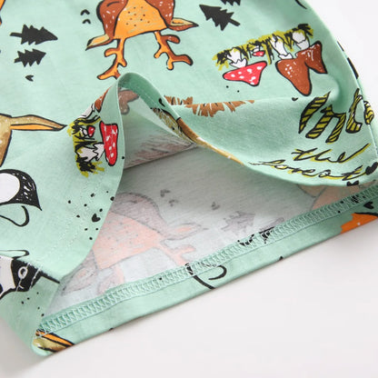 Sommer-Babyset für Jungen – 2-teiliges Baumwoll-Outfit mit Kurzarmshirt & Shorts im Cartoon-Stil (0–12 Monate)