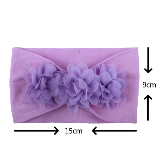Elastisches Haarband mit Schleife für Mädchen – Blumenmuster Turban-Stirnband | Weiches Kinder-Haaraccessoire für Neugeborene & Kleinkinder