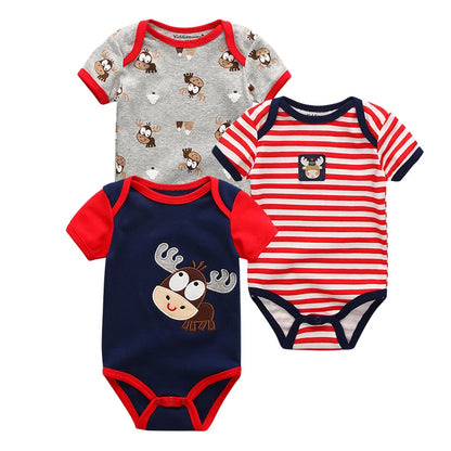3-teiliges Baby-Set aus Baumwolle – Sommer-Body mit kurzen Ärmeln für Jungen & Mädchen (0–12 Monate)