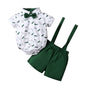 Sommer-Outfit für Baby-Jungen – 2-teilig: Hemd mit Bart-Print & Hosenträger-Shorts – stilvoll & verspielt (0–18 Monate)