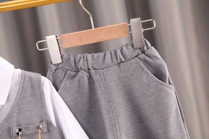 Elegantes Baby-Jungen Outfit – 3-teiliges Gentleman-Set mit Hemd, Weste & Krawatte – Perfekt für Feste & Auftritte (1–4 Jahre)