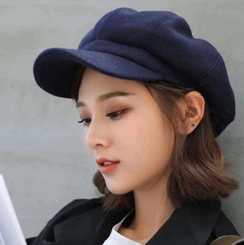 Damen & Herren Herbst/Winter Schirmmütze – Schlichte Octagonal Newsboy Cap aus Baumwolle | Klassische Maler-Baskenmütze