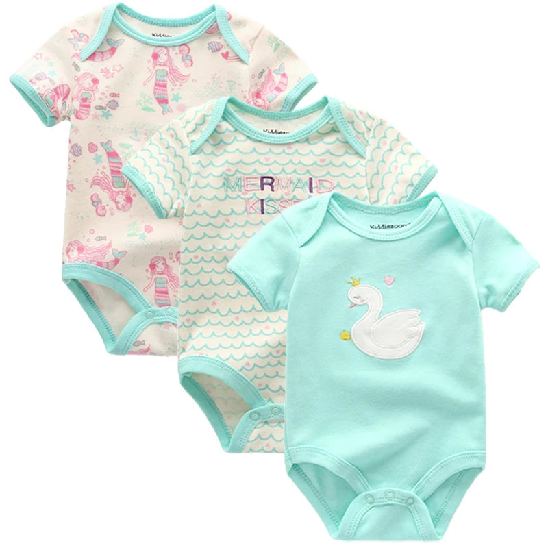 3-teiliges Baby-Set aus Baumwolle – Sommer-Body mit kurzen Ärmeln für Jungen & Mädchen (0–12 Monate)