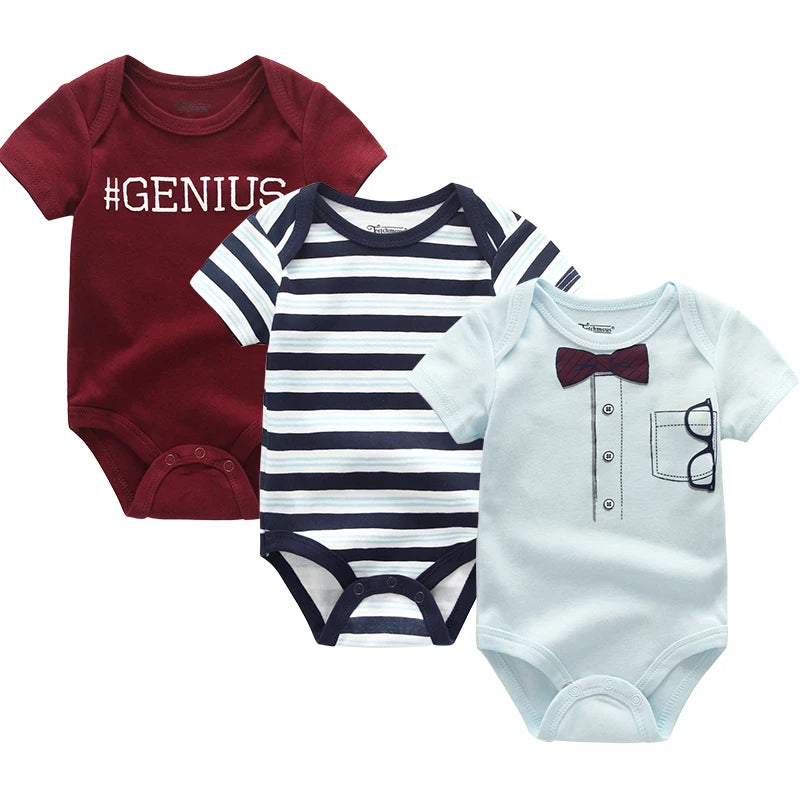 3-teiliges Baby-Set aus Baumwolle – Sommer-Body mit kurzen Ärmeln für Jungen & Mädchen (0–12 Monate)