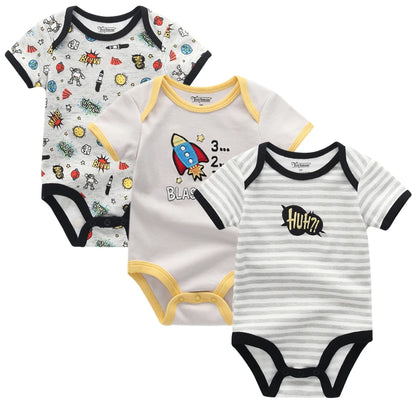 3-teiliges Baby-Set aus Baumwolle – Sommer-Body mit kurzen Ärmeln für Jungen & Mädchen (0–12 Monate)