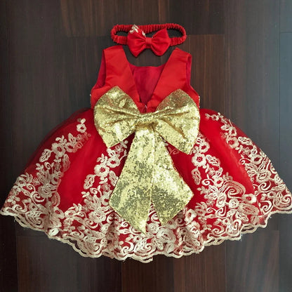Sommerliches Prinzessinnenkleid für Mädchen – Ärmellos mit Rückenschleife & Pailletten – Festliches Kleid für Hochzeit, Party & Geburtstag