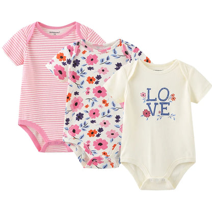 3-teiliges Baby-Set aus Baumwolle – Sommer-Body mit kurzen Ärmeln für Jungen & Mädchen (0–12 Monate)