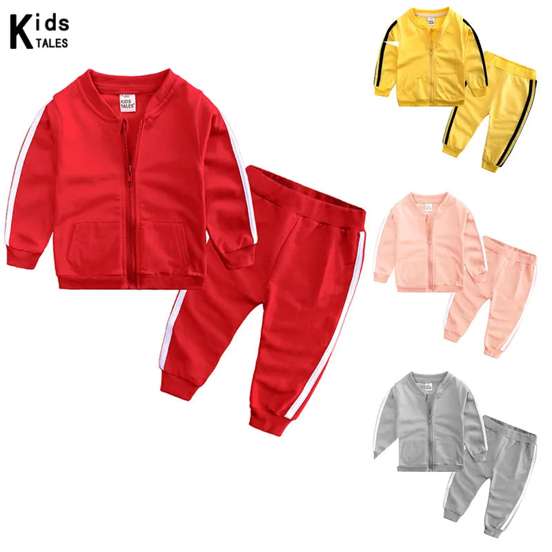 Frühling & Herbst Baby Jogginganzug – 2-teiliges Set aus Baumwolle mit Reißverschlussjacke & Hose für Mädchen & Jungen (6–24 Monate)