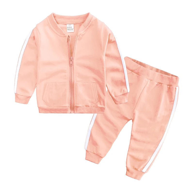 Frühling & Herbst Baby Jogginganzug – 2-teiliges Set aus Baumwolle mit Reißverschlussjacke & Hose für Mädchen & Jungen (6–24 Monate)