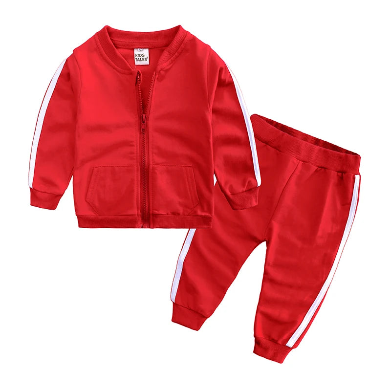 Frühling & Herbst Baby Jogginganzug – 2-teiliges Set aus Baumwolle mit Reißverschlussjacke & Hose für Mädchen & Jungen (6–24 Monate)