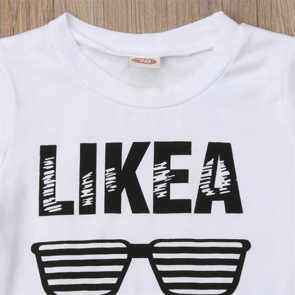 Sommer Baby Jungen 2-teiliges Outfit – Kurzarm-T-Shirt mit Buchstaben-Print + Shorts – Bequemes Freizeitset für Kleinkinder (0–3 Jahre)