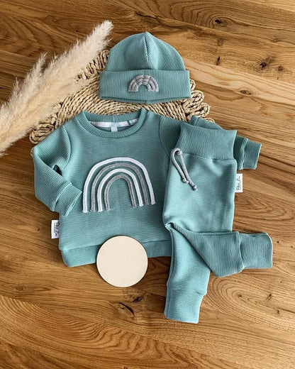 2-teiliges Baby-Set für Herbst – Baumwollpullover mit Regenbogen-Print & Hose – Outfit für Jungen & Mädchen (0–3 Jahre)