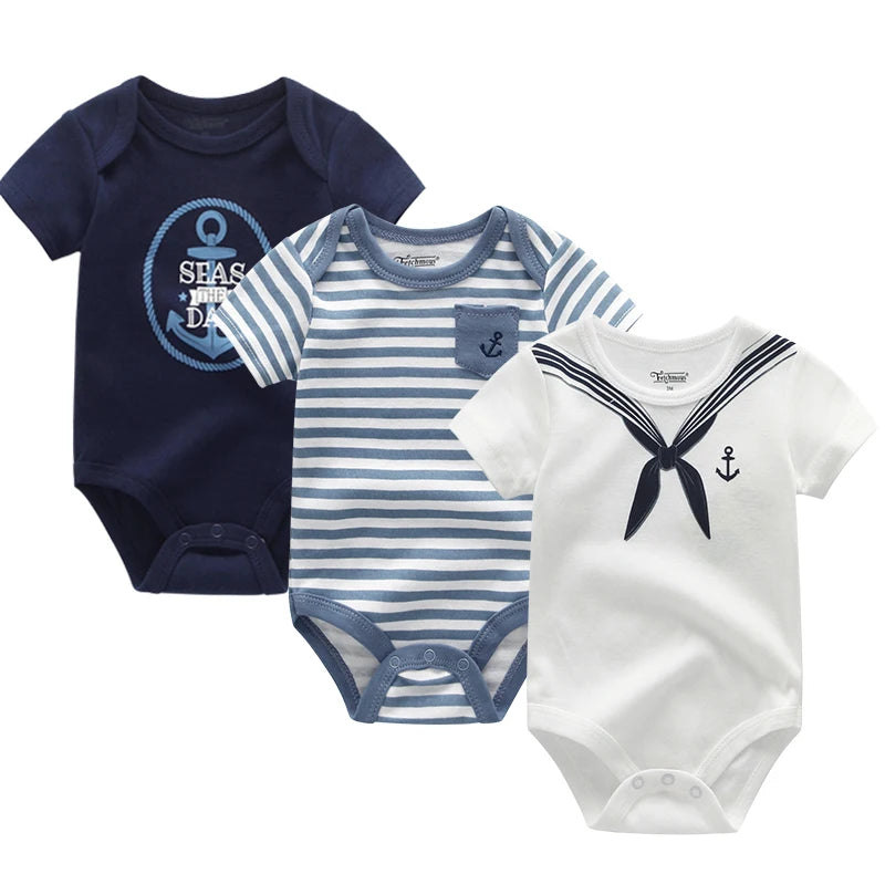 3-teiliges Baby-Set aus Baumwolle – Sommer-Body mit kurzen Ärmeln für Jungen & Mädchen (0–12 Monate)