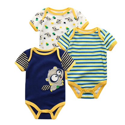 3-teiliges Baby-Set aus Baumwolle – Sommer-Body mit kurzen Ärmeln für Jungen & Mädchen (0–12 Monate)