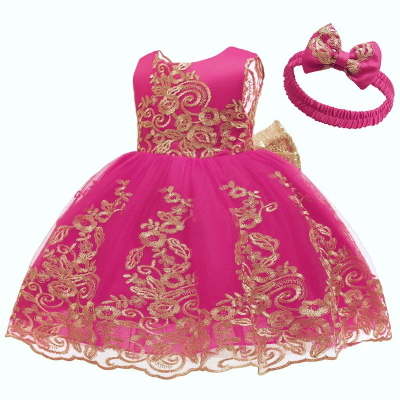 Sommerliches Prinzessinnenkleid für Mädchen – Ärmellos mit Rückenschleife & Pailletten – Festliches Kleid für Hochzeit, Party & Geburtstag