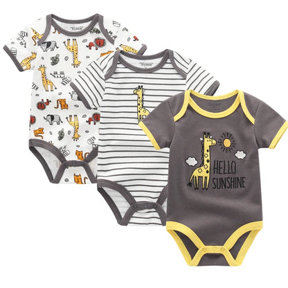 3-teiliges Baby-Set aus Baumwolle – Sommer-Body mit kurzen Ärmeln für Jungen & Mädchen (0–12 Monate)
