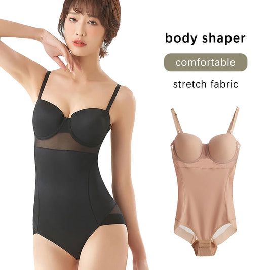 Wechery Damen Shapewear Body – Figurformender Body mit Bügel, Push-Up-Effekt, Schwarz