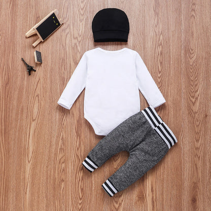 3-teiliges Babyset für Neugeborene – „Little Brother“ Langarm-Body mit Hose & Mütze – Baumwoll-Outfit für Jungen (0–24 Monate)