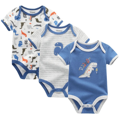 3-teiliges Baby-Set aus Baumwolle – Sommer-Body mit kurzen Ärmeln für Jungen & Mädchen (0–12 Monate)