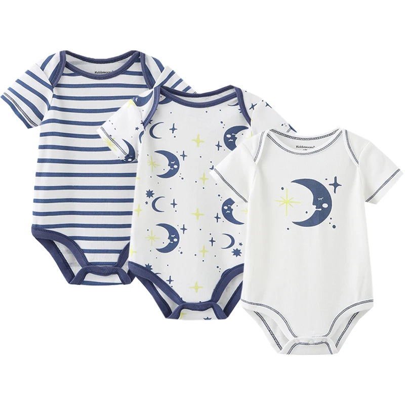 3-teiliges Baby-Set aus Baumwolle – Sommer-Body mit kurzen Ärmeln für Jungen & Mädchen (0–12 Monate)