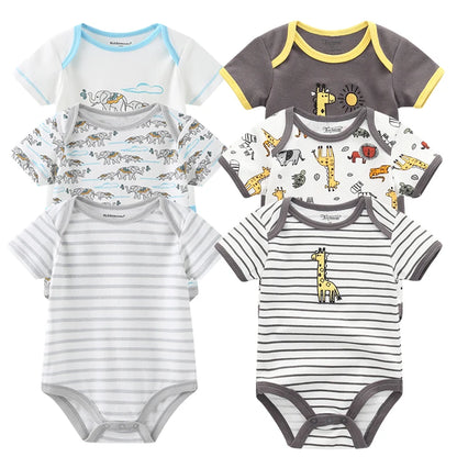 3-teiliges Baby-Set aus Baumwolle – Sommer-Body mit kurzen Ärmeln für Jungen & Mädchen (0–12 Monate)