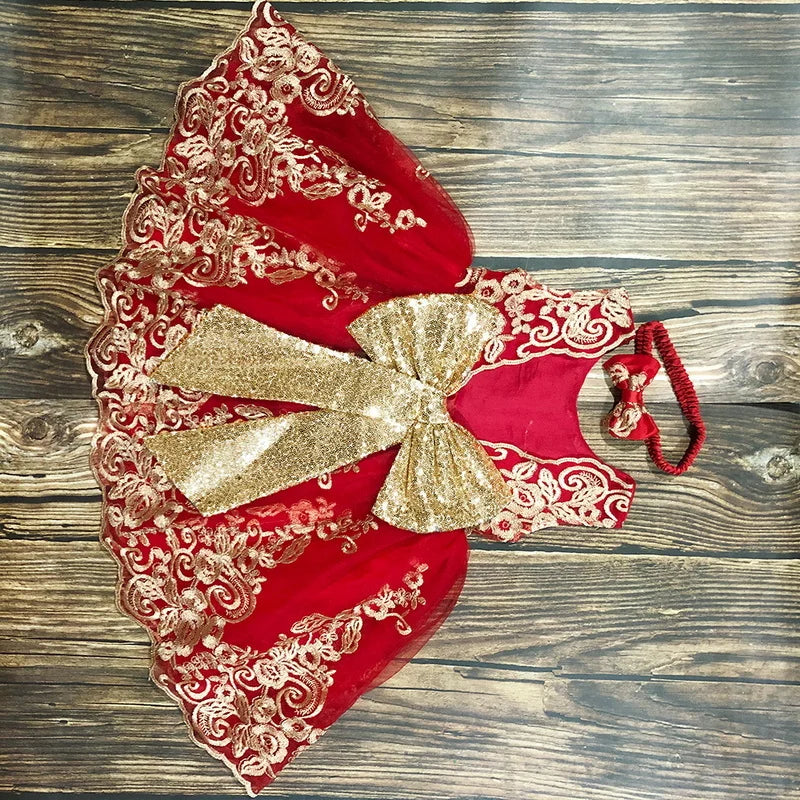 Sommerliches Prinzessinnenkleid für Mädchen – Ärmellos mit Rückenschleife & Pailletten – Festliches Kleid für Hochzeit, Party & Geburtstag