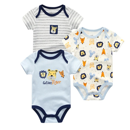3-teiliges Baby-Set aus Baumwolle – Sommer-Body mit kurzen Ärmeln für Jungen & Mädchen (0–12 Monate)