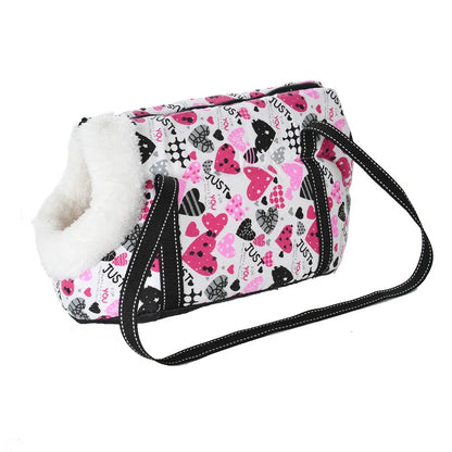 Klassische Haustiertragetasche für kleine Hunde & Katzen – Weiche Schultertasche mit Trageriemen, Outdoor-Reisetasche