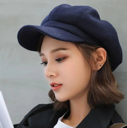 Damen & Herren Herbst/Winter Schirmmütze – Schlichte Octagonal Newsboy Cap aus Baumwolle | Klassische Maler-Baskenmütze