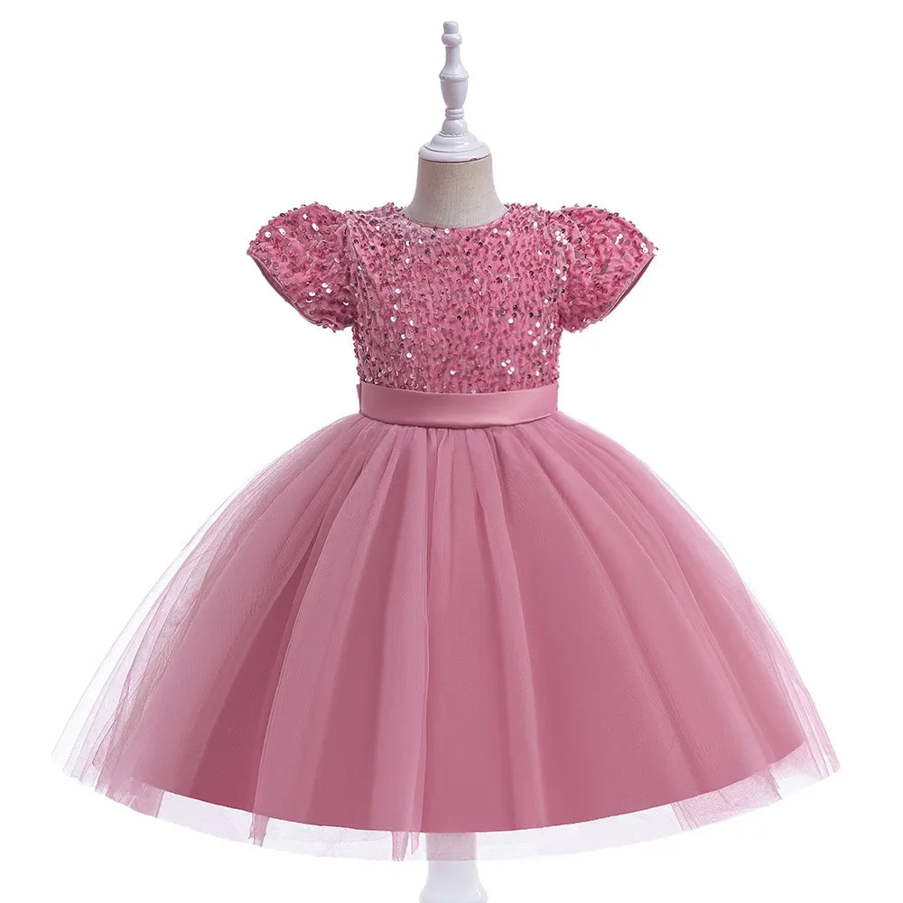Elegantes Prinzessinnenkleid für Mädchen mit Pailletten & Tüll – Festliches Kleid für Auftritte, Feiern & besondere Anlässe