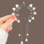 Elegante Haarkralle mit Blumen-Quaste – Schmetterling, Strass & Perlen – Haarclip für Damen | Dutt- & Zopfhalter Accessoire