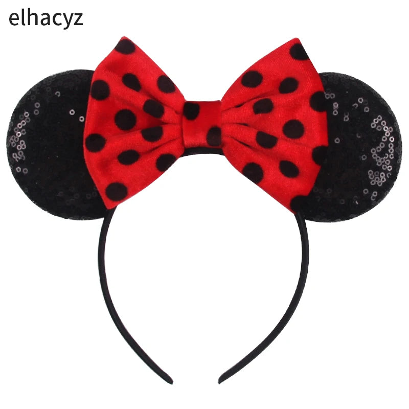 2025 Disney Minnie Maus Haarreif mit Stickerei & Pailletten – Party-Accessoire für Kinder & Erwachsene