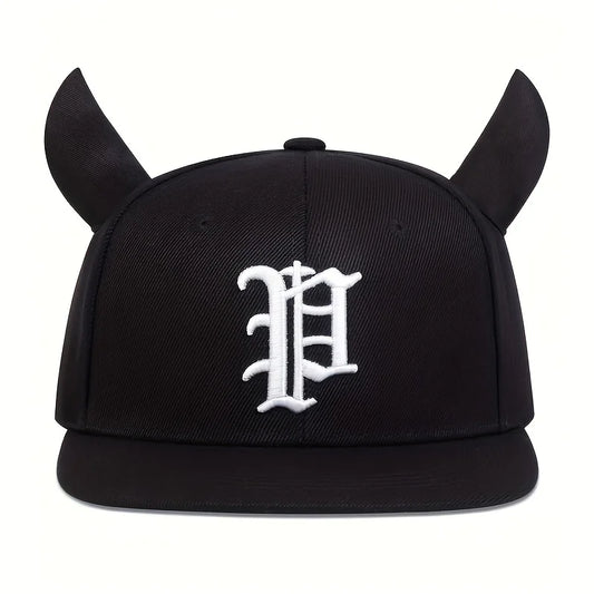Fashion Hip Hop Baseball Cap mit “P”-Stickerei – Verstellbare Snapback-Cap mit Hörnern für Herren – Streetwear Stil