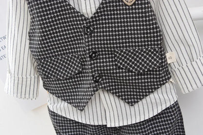 Elegantes Baby-Jungen Outfit – 3-teiliges Gentleman-Set mit Hemd, Weste & Krawatte – Perfekt für Feste & Auftritte (1–4 Jahre)