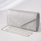 Damen Glitzer Clutch – Envelope-Abendtasche mit Kette in Silber – Elegante Mini-Handtasche für Hochzeit & Party